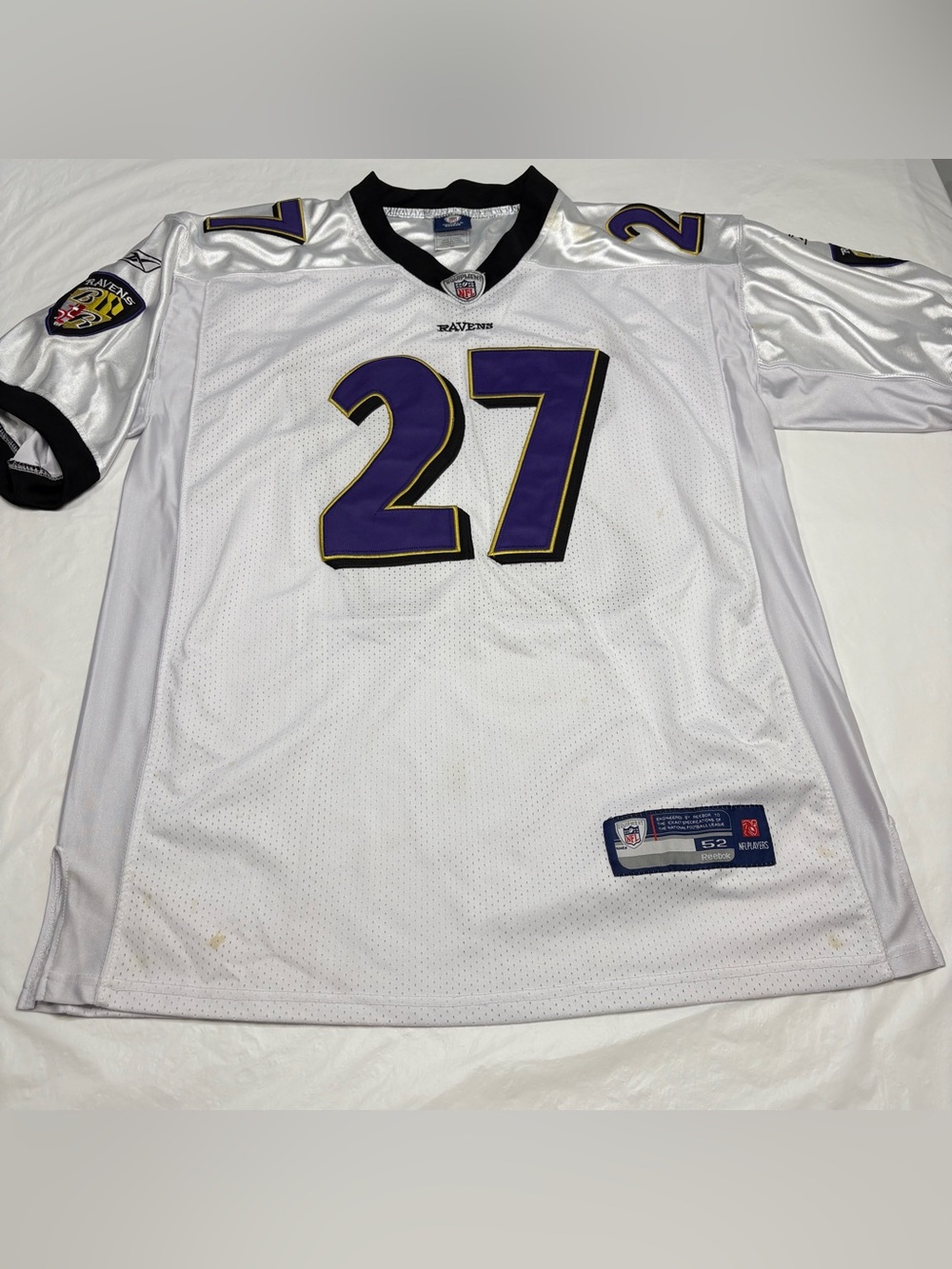 Ray Rice #27 Reebok Jersey Baltimore Ravens White Men’s 52 XXL Stained